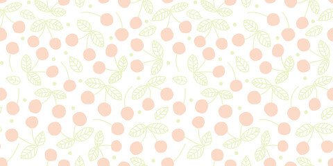 Cherry background. Seamless pattern.Vector. さくらんぼのパターン