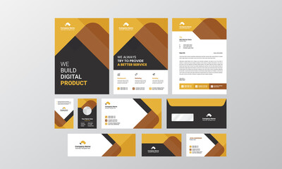 Modern & professional abstract Brand identity stationery set template.