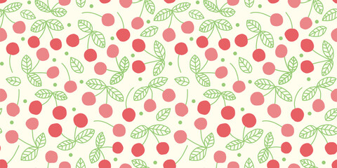 Cherry background. Seamless pattern.Vector. さくらんぼのパターン