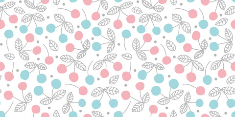 Cherry background. Seamless pattern.Vector. さくらんぼのパターン