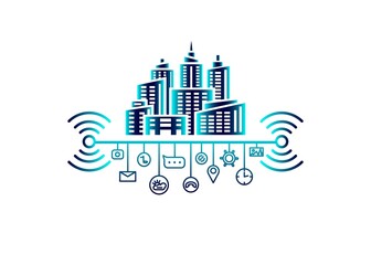 Abstract gradient image of a smart city