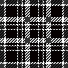 Plaid Scottish Pattern. Texture in black and white for shirts, clothes, dresses, bedding, blankets and other textile