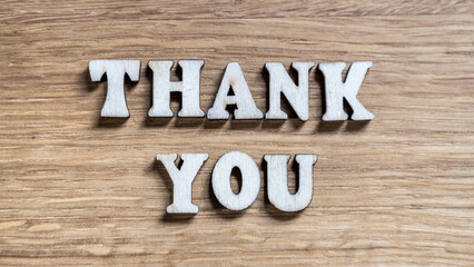 Thank You - inscription of 3D wooden letters
