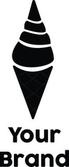 Unicorn and ice cream cone logo vector. Simple and minimalism black and white. In eps 10. Suitable for restaurant, café or any places with that theme. 