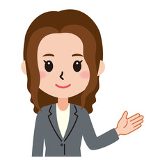 手で右を案内する女性イラスト2／ベクター