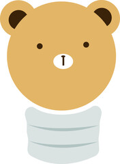 Bear and bulb in brown and grey logo vector. Cute pastel icon animal cartoon concept. In eps 10.