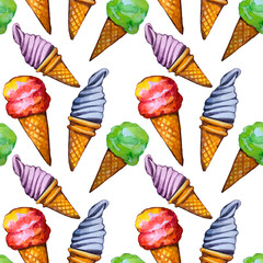  seamless pattern for confectionery. Sweets and cupcakes. Pattern with goodies. Hand drawn watercolor pattern.