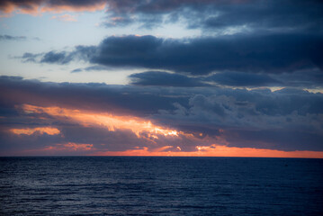 Sunrise over the Mediterranean from the city of Aguilas, Murcia, Spain