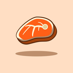 Barbecue grill steak raw meat vector icon in cartoon style