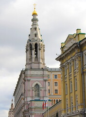 View of the Tower of the Christian Orthodox Church in the Moscow Kremlin and not far from Red Square.