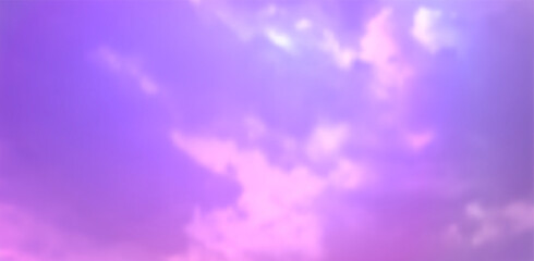 Naklejka na ściany i meble Realistic clouds on bright pink and purple sky vector illustration