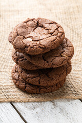 Stack of delicious homemade chocolate cookies