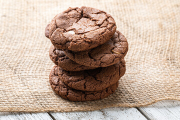 Stack of delicious homemade chocolate cookies