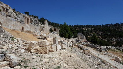 Fototapeta na wymiar Ruins of a 5th-century religious historical site of Alahan Monastery central Turkey