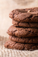 Stack of delicious homemade chocolate cookies
