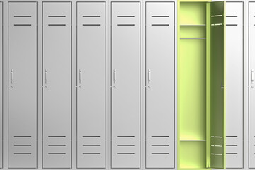 Unique green colored metal locker, empty inside