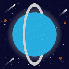 Uranus Planet. Flat Style