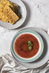 Tomatoes Soup with polenta and Rosemary 