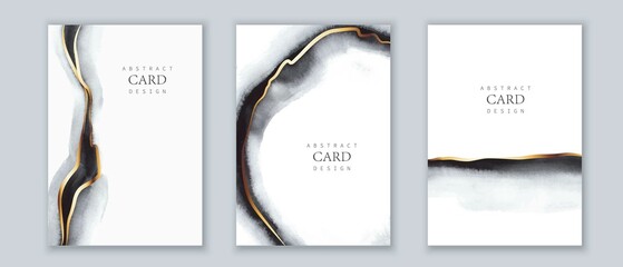 Watercolor backgrounds in white, black, grey, gold