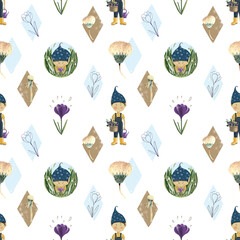 Elves. Digital seamless patterns.