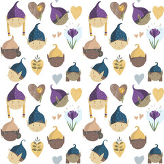 Elves. Digital seamless patterns.