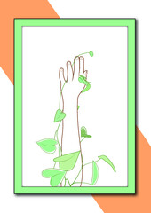 hand holding a tree leaf. 