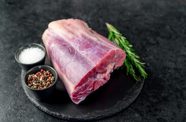 Raw beef shank on stone background