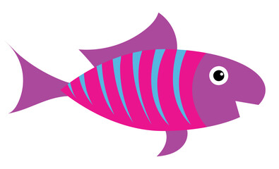 fish flat design, cartoons, on white background