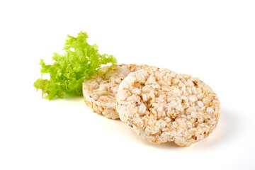 Rice cakes, isolated on white background.