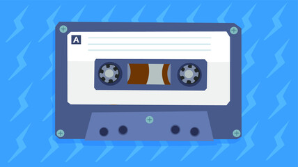 Retro 80s music cassette.
Vector flat illustration, EPS 10.