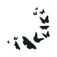 Fototapeta na wymiar Butterfly swarm silhouette stock illustration