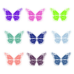 Fototapeta na wymiar Butterfly wings of different colors stock illustration