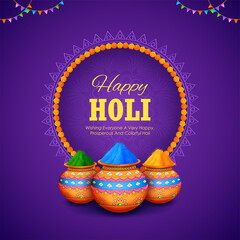 Happy Holi background card design for color festival of India celebration greetings - 488396557