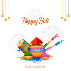 Happy Holi background card design for color festival of India celebration greetings - 488396763