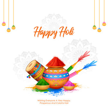 Happy Holi background card design for color festival of India celebration greetings