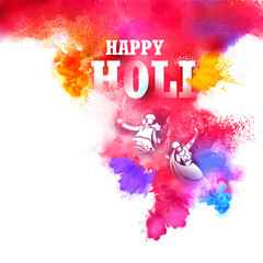 Happy Holi background card design for color festival of India celebration greetings - 488397128