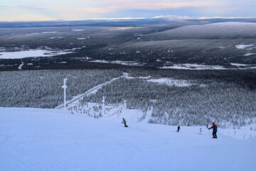 Skiing and snowboarding in the solitude of finish Lapland