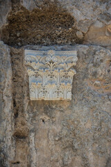 Sculptures and Ancient ruins in the Side Archeology Museum, Antalya, Turkey.