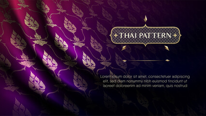 Gradient blue pink traditional thai curtain background Premium Vector - obrazy, fototapety, plakaty