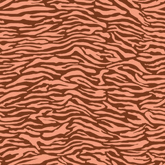 Zebra seamless repeat pattern. Vector, animal skin all over surface print in brown.