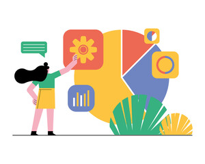 Innovative woman with statistics pie