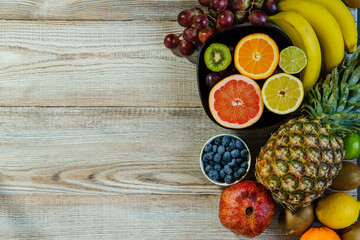 Fruits on a wooden table