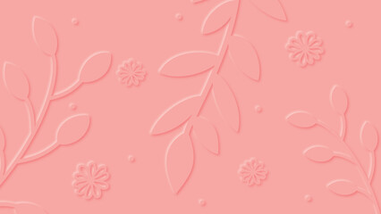 Fototapeta na wymiar Pink spring background with paper style branches, vector illustration.