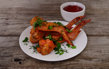 Plate of fried chicken wings.
