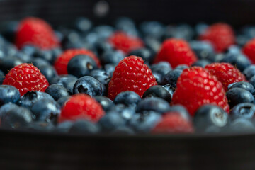 blueberries and raspberries