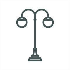 Street Lamp Light Pole Simple Line Icon