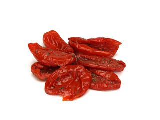 Sun dried tomatoes isolated on white background