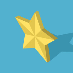 Isometric star shape standing. Success, good feedback, quality, favorite, special, award and achievement concept. Flat design. Vector illustration. EPS 8, no gradients, no transparency