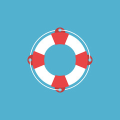 Life buoy, top view. Rescue, swimming, safety, help, risk, emergency, assistance and support concept. Flat design. Vector illustration. EPS 8, no gradients, no transparency