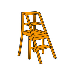 Hand-draw orange vector illustration of metallic or wooden ladder isolated on a white background